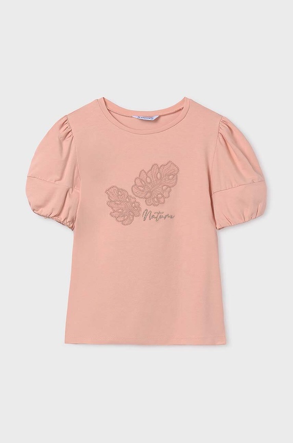 Mayoral t-shirt dziecięcy z elastanem różowy 6002.8B.Junior.PPYH