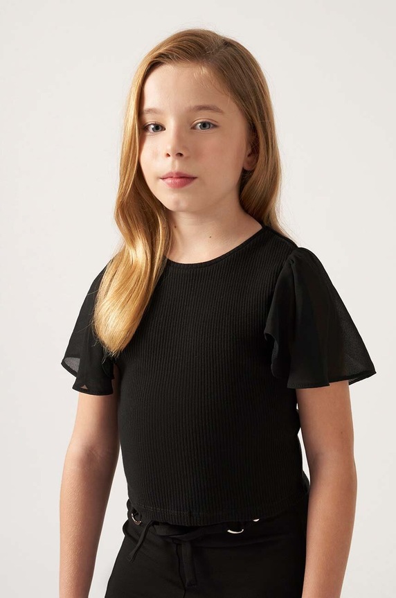 Mayoral t-shirt dziecięcy z elastanem czarny 6004.8E.Junior.PPYH