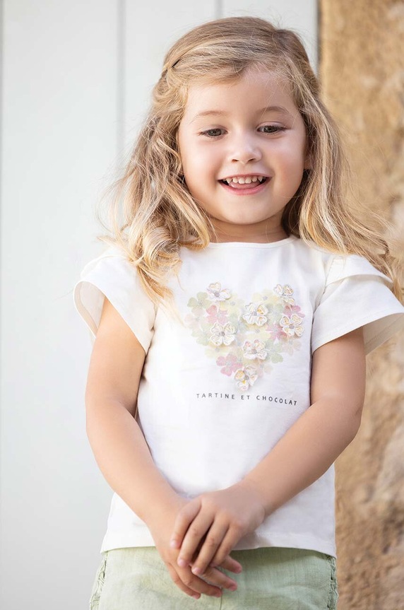 Tartine et Chocolat t-shirt niemowlęcy aplikacja beżowy TY10011.60.74
