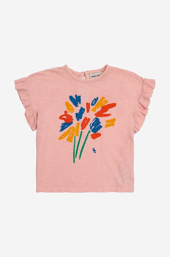 Bobo Choses t-shirt bawełniany niemowlęcy 124AB011 różowy SS24