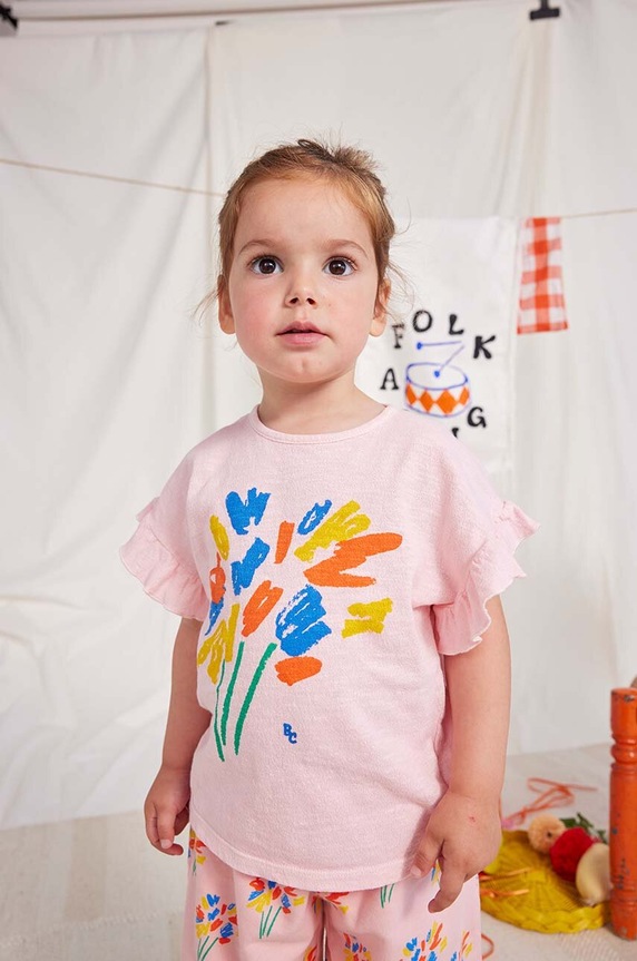 Bobo Choses t-shirt bawełniany niemowlęcy 124AB011 różowy