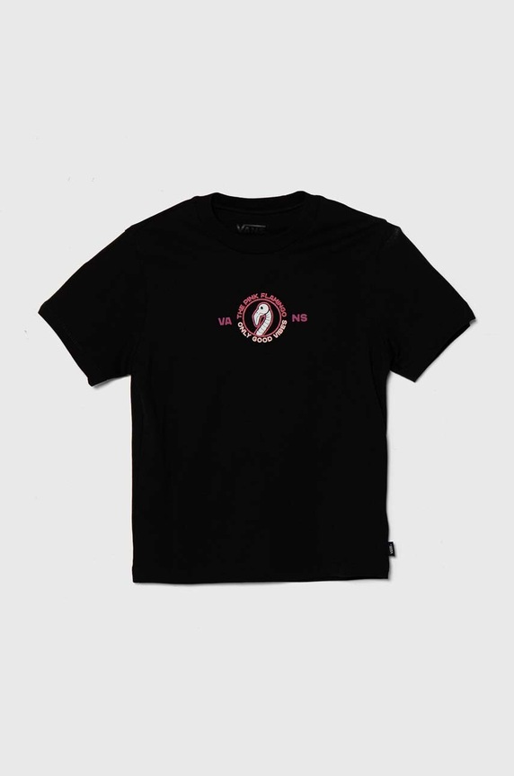 Vans t-shirt in cotone per bambini FLAMINGO SKELETON BFF cotone nero VN000GAKBLK