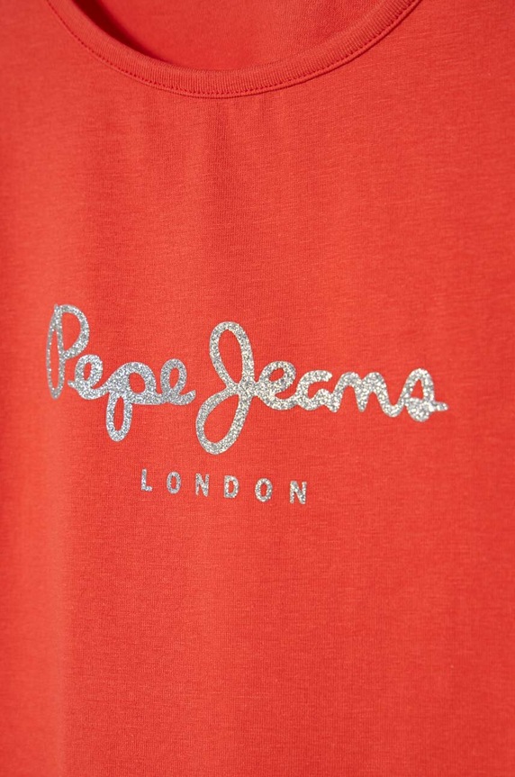 DÍVKA Dětské tričko Pepe Jeans HANA GLITTER PG503064 červená