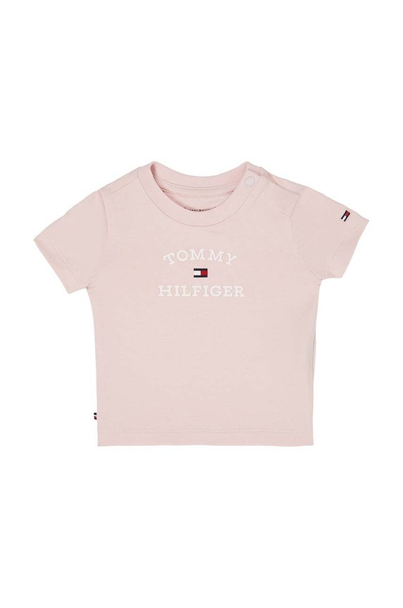 Tommy Hilfiger újszülött póló elasztánnal rózsaszín KN0KN01805.PPYH