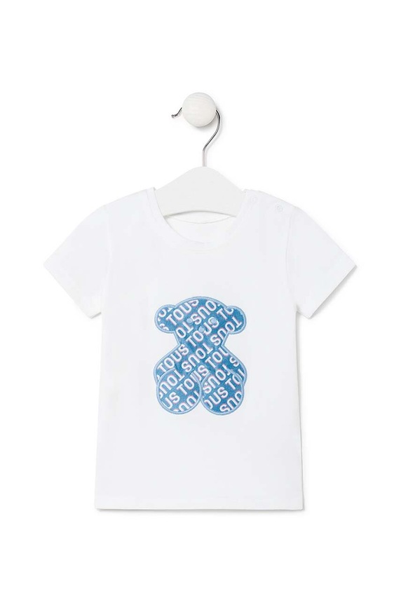 Tous t-shirt bawełniany dziecięcy nadruk niebieski Logo.2002