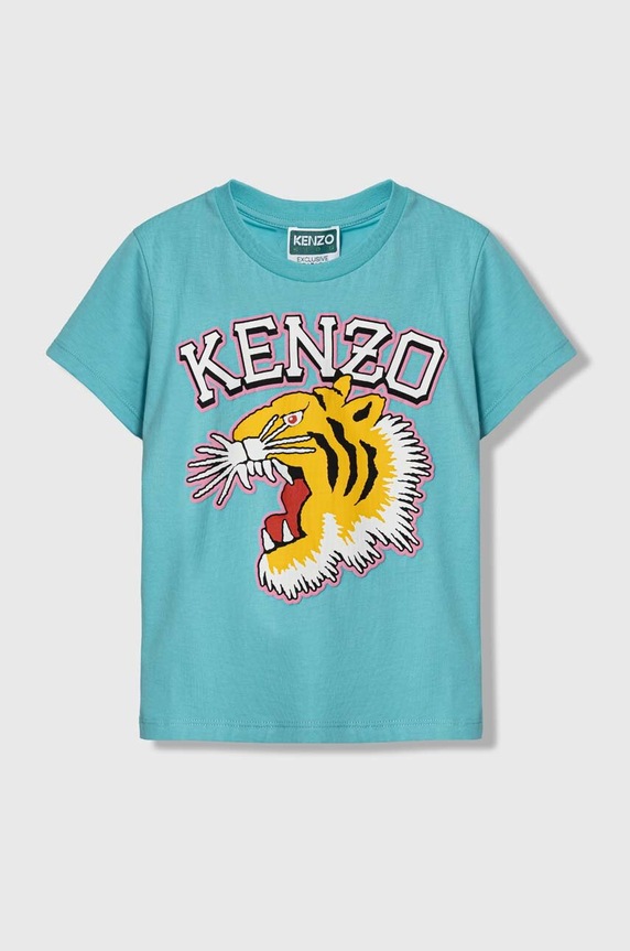 Детска памучна тениска Kenzo Kids K60836.114.150 син SS24