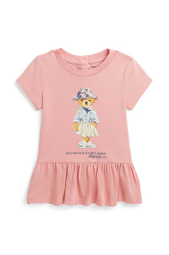 Bavlněné dětské tričko Polo Ralph Lauren kulatý růžová 310942268001