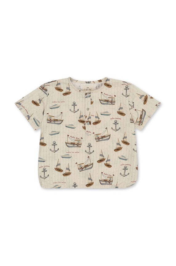 Konges Sløjd t-shirt bawełniany dziecięcy nadruk beżowy KS100053