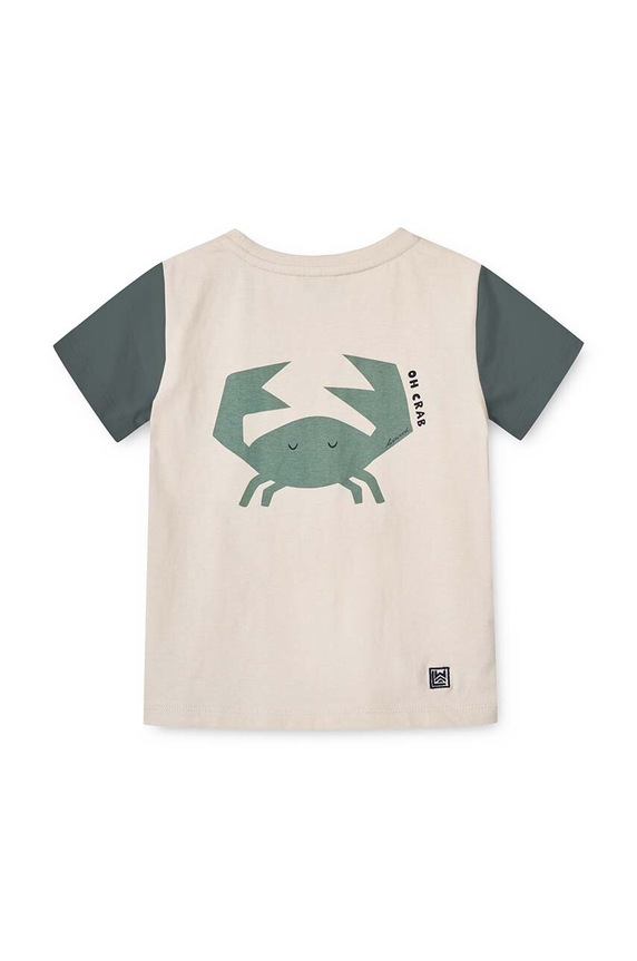 Bavlněné dětské tričko Liewood Apia Baby Placement Shortsleeve T-shirt LW19074 tyrkysová SS24
