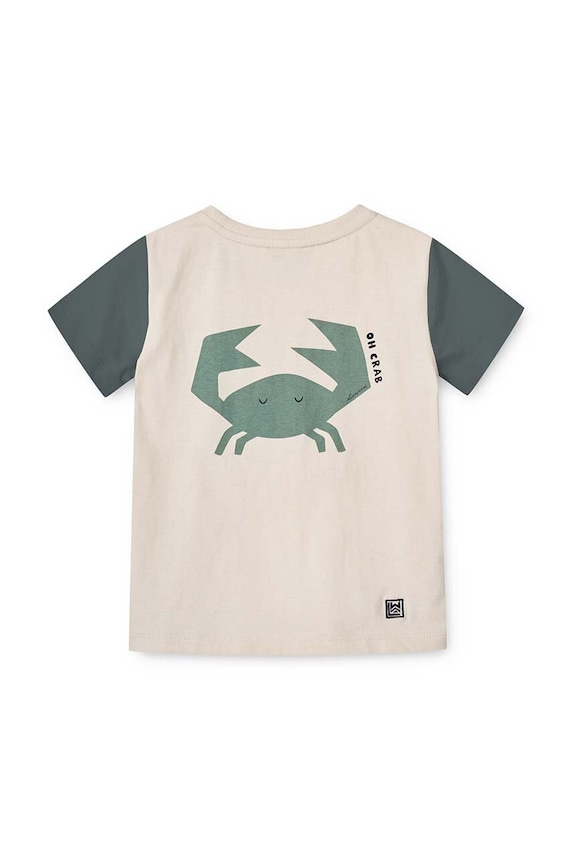 Bavlněné dětské tričko Liewood Apia Baby Placement Shortsleeve T-shirt LW19074 tyrkysová SS24