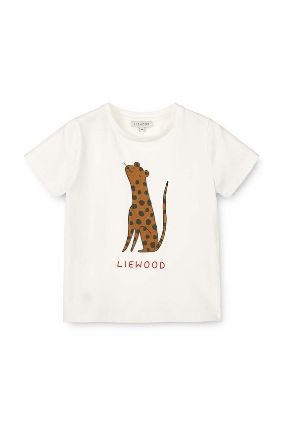 Μωρό βαμβακερό μπλουζάκι Liewood Apia Baby Placement Shortsleeve T-shirt στάμπα μπεζ LW19074