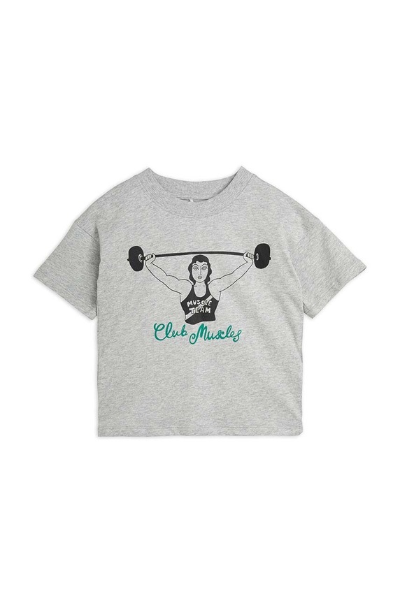 Mini Rodini gyerek pamut póló Club muscles pamut szürke 2422014394