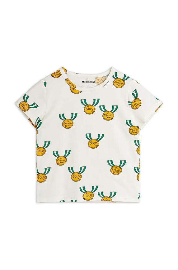 Mini Rodini t-shirt dziecięcy Medal wzorzyste biały 2422014997