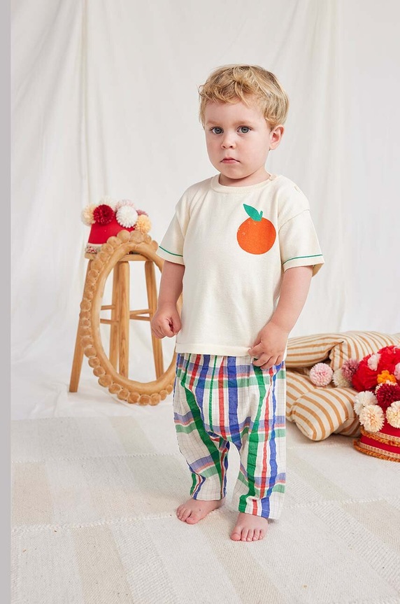 Bobo Choses maglietta in cotone neonati prodotto per bambini beige 124AB113