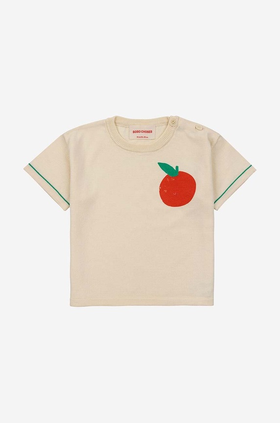 Bobo Choses maglietta in cotone neonati 124AB113 beige SS24