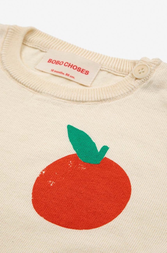 Bobo Choses maglietta in cotone neonati beige 124AB113