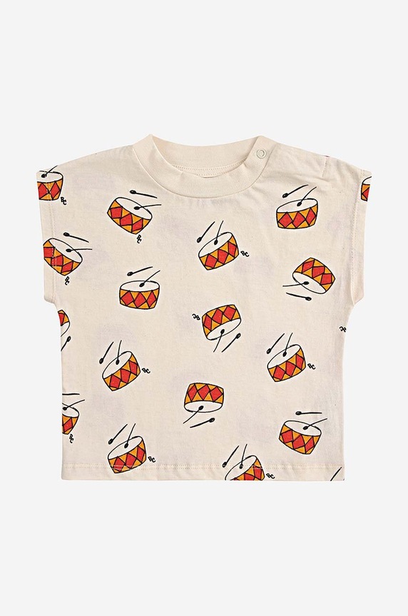 Bobo Choses t-shirt bawełniany niemowlęcy 124AB007 beżowy SS24