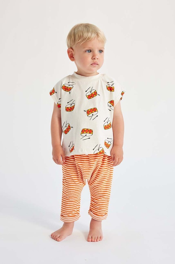 Bobo Choses t-shirt bawełniany niemowlęcy beżowy 124AB007