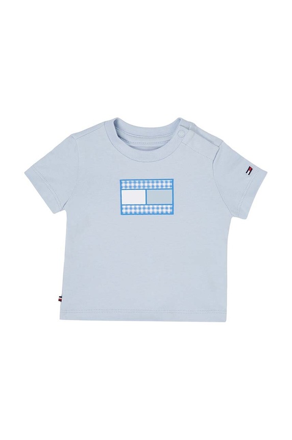 Tommy Hilfiger újszülött póló elasztánnal kék KN0KN01806.PPYH
