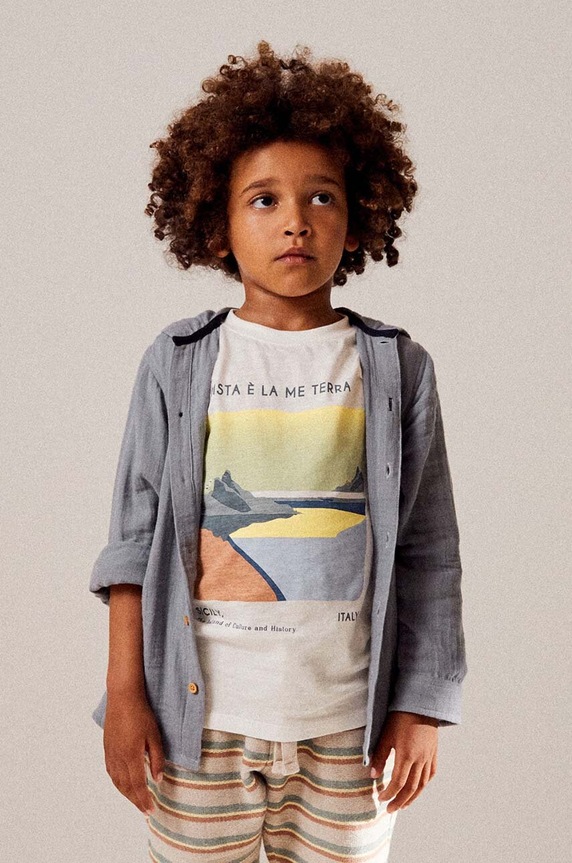 zippy t-shirt bawełniany dziecięcy nadruk beżowy 3106093005