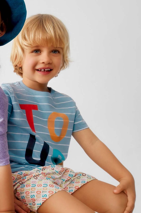 Tous tricou de bumbac pentru copii print albastru Casual.2015