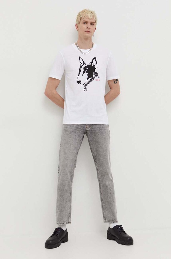 HUGO t-shirt bawełniany 50504916 biały SS24