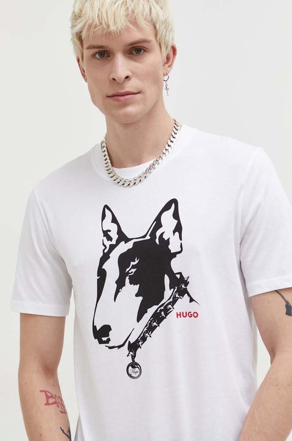HUGO t-shirt bawełniany biały 50504916