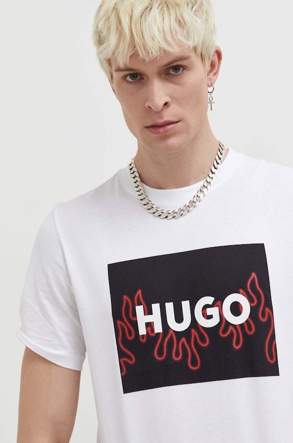 Bavlnené tričko HUGO biela 50506989