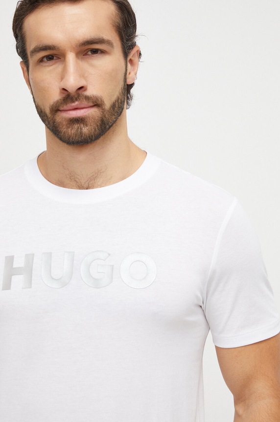 Oblečení Bavlněné tričko HUGO 50506996 bílá
