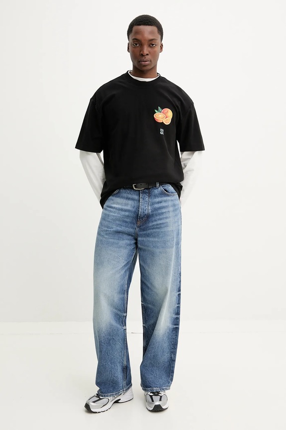 HUGO longsleeve bărbătesc din bumbac Daposo 50511029 alb SS26