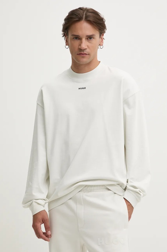 HUGO longsleeve bărbătesc din bumbac Daposo uni bej 50511029