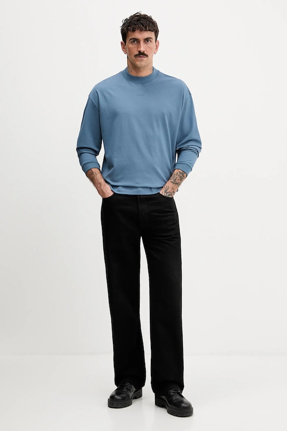 HUGO longsleeve bărbătesc din bumbac Daposo 50511029 albastru SS26