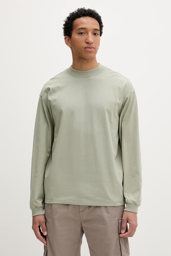 HUGO longsleeve męski bawełniany Daposo zielony 50511029