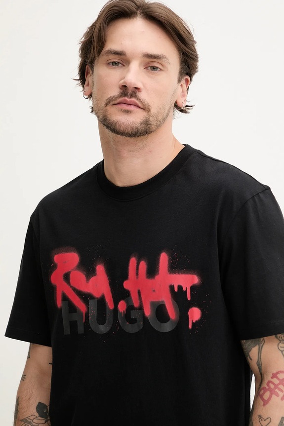 HUGO t-shirt bawełniany czarny 50508513