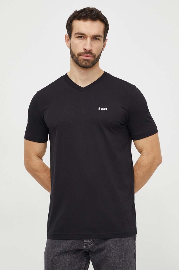BOSS Green t-shirt Tee V z elastanem czarny 50506347