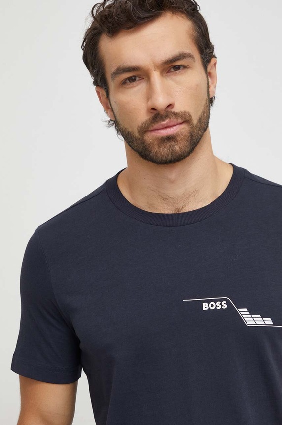 BOSS Green t-shirt bawełniany granatowy 50506358