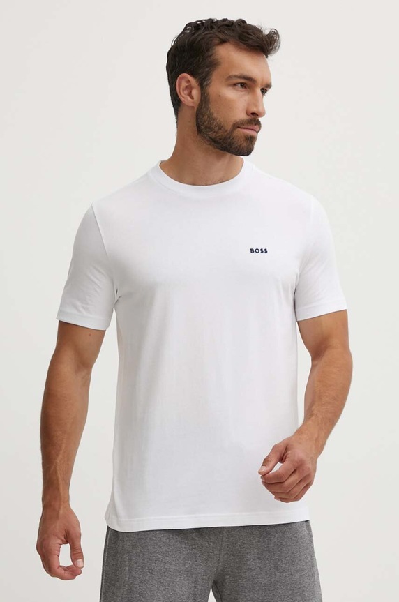BOSS Green T-shirt męski Tee z elastanem biały 50506373