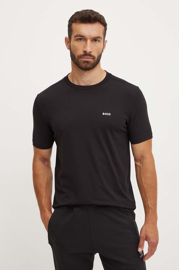BOSS Green T-shirt męski Tee z elastanem czarny 50506373