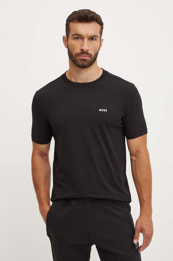 BOSS Green T-shirt męski Tee z elastanem czarny 50506373