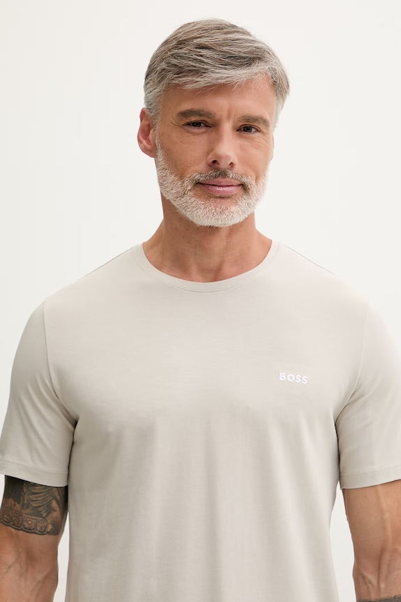 BOSS Lounge tričko pánske bavlnené s elastanom Mix&Match T-Shirt R béžová 50515312