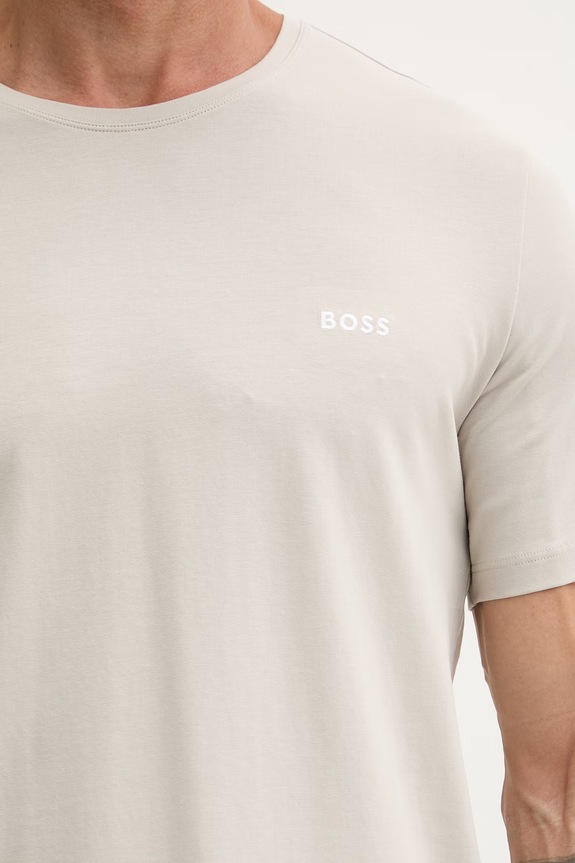 BOSS Lounge tričko pánske bavlnené s elastanom Mix&Match T-Shirt R 50515312 béžová