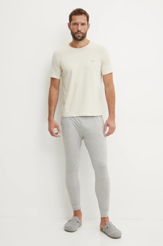 BOSS T-shirt lounge męski bawełniany z elastanem Mix&Match T-Shirt R 50515312 beżowy SS26