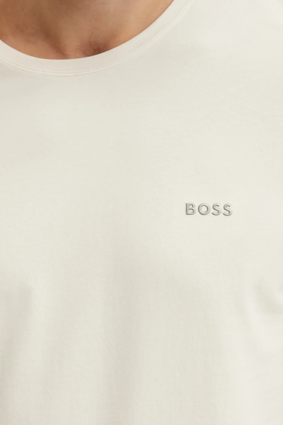 BOSS T-shirt lounge męski bawełniany z elastanem Mix&Match T-Shirt R 50515312 beżowy