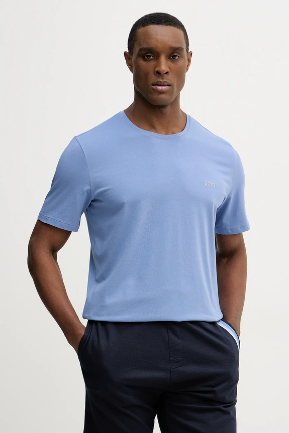 BOSS tricou loungewear bărbați din bumbac cu elastan Mix&Match T-Shirt R melanj albastru 50515312