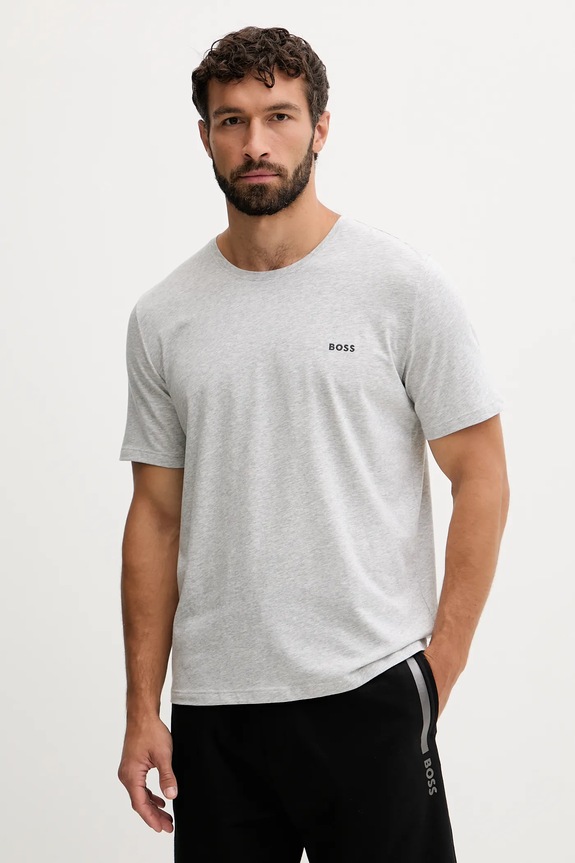 BOSS домашна тениска мъжка памучна с еластан Mix&Match T-Shirt R сив 50515312