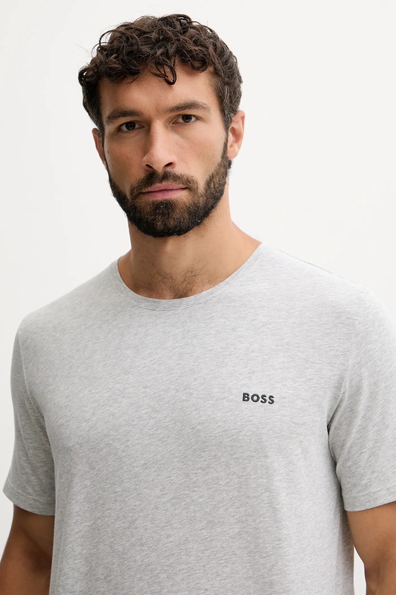 BOSS домашна тениска мъжка памучна с еластан Mix&Match T-Shirt R сив 50515312