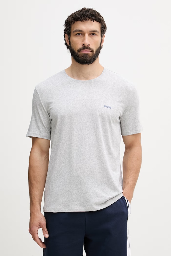 BOSS lounge tričko pánske bavlnené s elastanom Mix&Match T-Shirt R sivá 50515312