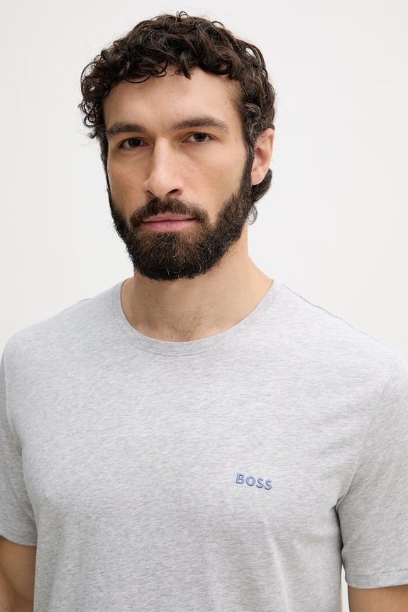 Oblečenie BOSS lounge tričko pánske bavlnené s elastanom Mix&Match T-Shirt R 50515312 sivá