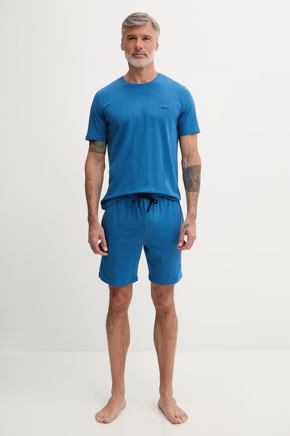 BOSS lounge tričko pánske bavlnené s elastanom Mix&Match T-Shirt R 50515312 modrá SS26