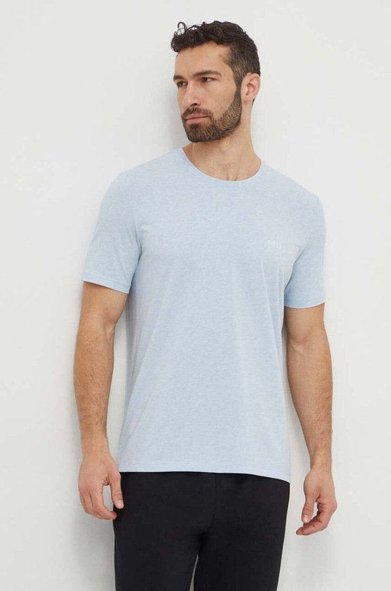 BOSS T-shirt lounge męski bawełniany z elastanem Mix&Match T-Shirt R z elastanem niebieski 50515312